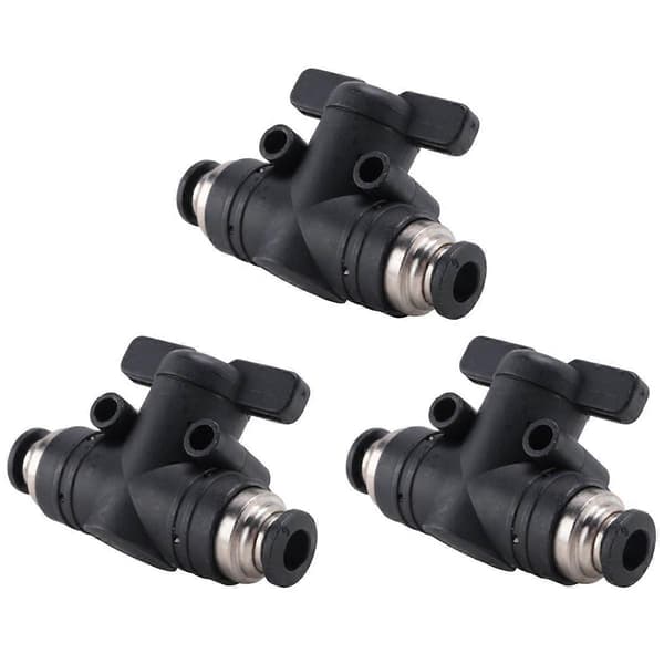 6mm Push Connect Kuglehane 6mm Luftstrømskontrolventil Quick Connect Ventil Rørfittings 3 stk.