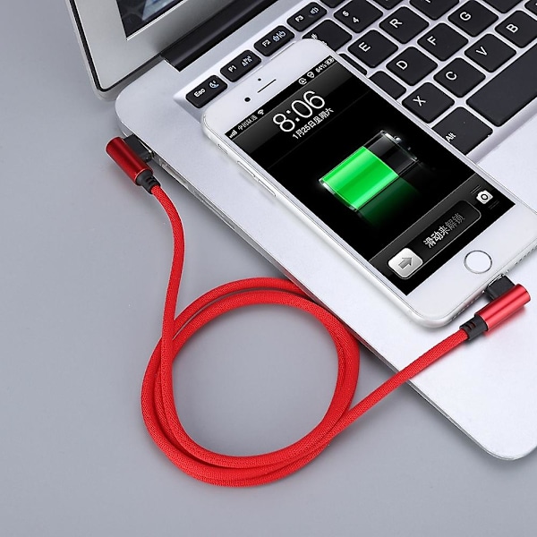 1M Vinkel Mobilspil Hurtig Opladning USB Datakabel kompatibel med iPhone/(Rød)-YM