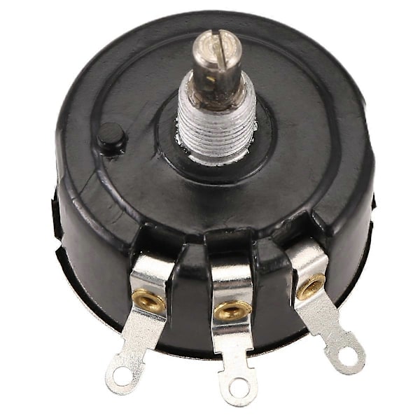 WX050 10K ohm 5W 6mm Rund Aksel Rotary Trådviklet Potentiometer Sort+Sølv