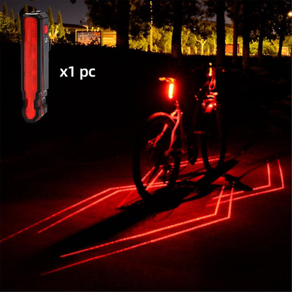 Laser Sykkellys Foran Bak Sikkerhetsvarsel Sykkellys Usb Ladbar Sykkel Baklys Vann