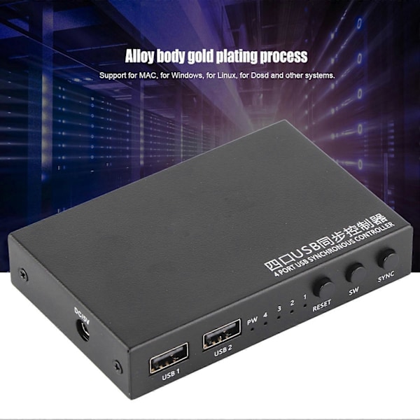 Aimos 1?för?4 4 Portar USB Tangentbord Mus Synkroniseringskontroller KVM Switch Splitter