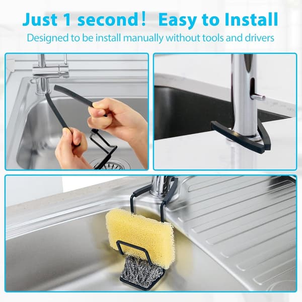 Faucet Storage Rack Sponge Dishcloth Holder, Countertop Sink Shelf for Kitchen and Bathroom Organization