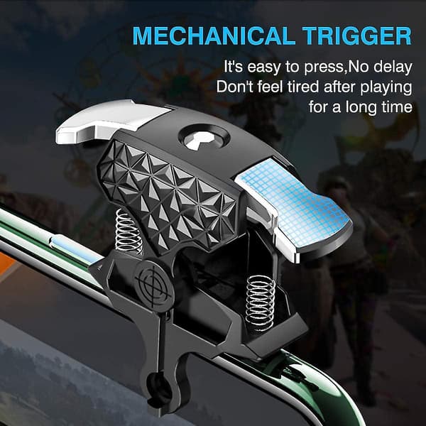 Mobil Spilcontroller, [Nyt Design] PUBG Spil Trigger med Køleventilator Sensitiv Sigte Controller Shooter Joysticks til PUBG/Call of Duty, Sort