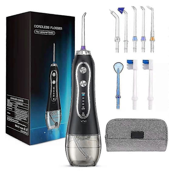 Professionell Sladdlös Vattentrådsanordning - Kraftfull Dental Oral Irrigator Med Gravitationskula - 5 Nivåer, 5 Munstycken - Portabel & Resevänlig G