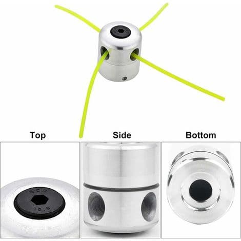 Universelt trimmerhode i aluminium, kanttrimmerhode, dobbeltråd, nylontrådhode for gressklipper, 1 trådhode + 4 tråder