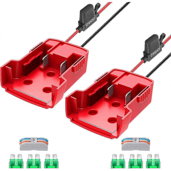 Power Wheel Adapter för Milwaukee M18 Batteri 18V Konverterare med Säkringar och Kabelanslutningar 2-pack