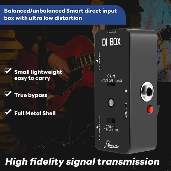 DI BOX LEF-331 Micro-DI med Cab Sim og Gain Gitar Effekt Pedal True Bypass