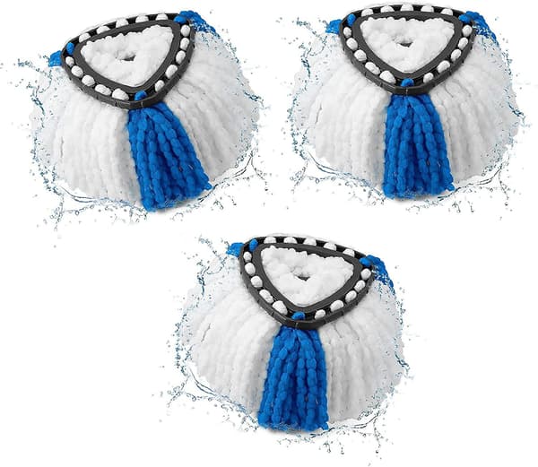 Moppehoder Kompatible med vileda 2-i-1 Turbo Mopp Erstatningshode, Mikrofiber (Blå, 3-pakning)