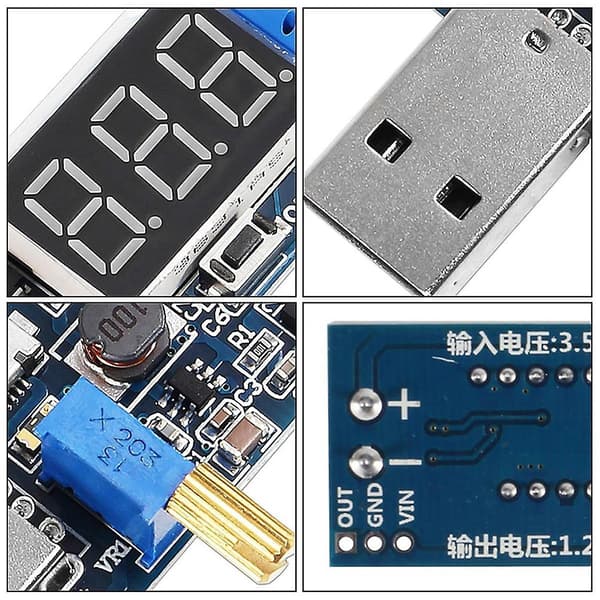 6 stk. USB Buck Boost Converter 3,5V-12V til 1,2V-24V DC-DC Step Up Strømforsyningsmodul Spenningsregulator
