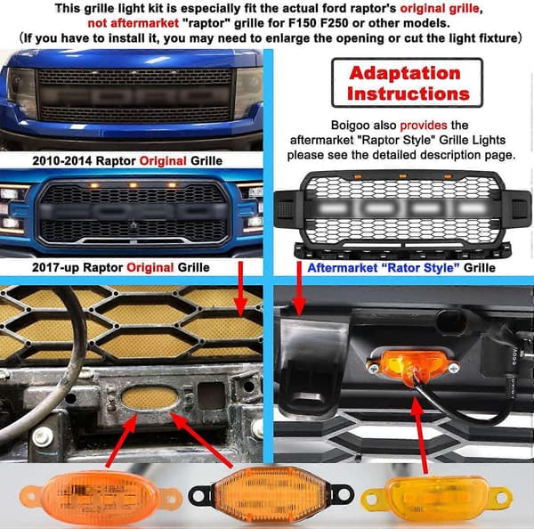 Front Grill Lys til Grills 2010-2014 & 2017-2021 Røget Linse Gul LED Parkering/Kørsel