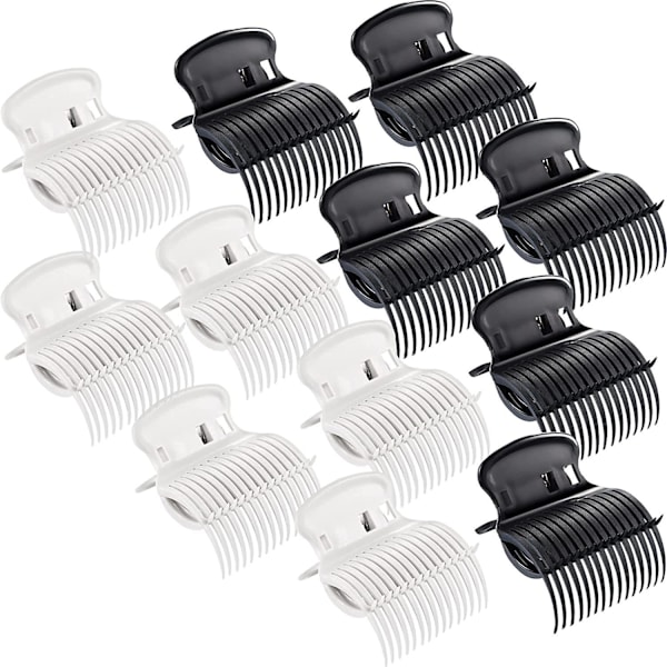 12 Stycken Värmespolar Clips Hårspole Klämmor Ersättningsspole Clips för Kvinnor Flickor Hårsektion Styling (Vit, Svart)
