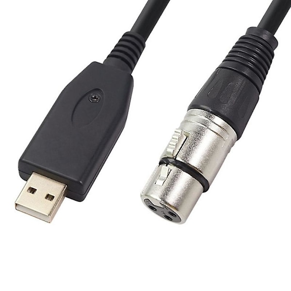 REXLIS 1,8 m USB Mikrofonkabel, 3-benet USB Han til XLR Hun Mikrofon Konverter Kabel Studio Lydkabel