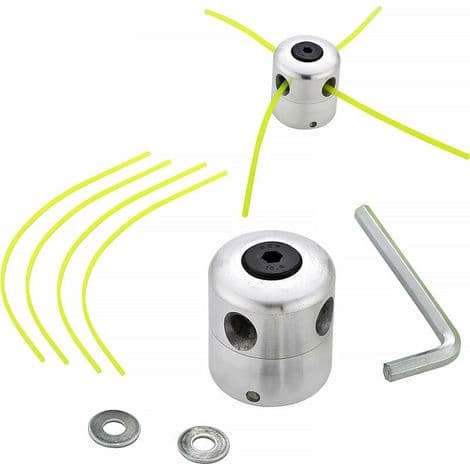 Universelt trimmerhode i aluminium, kanttrimmerhode, dobbeltråd, nylontrådhode for gressklipper, 1 trådhode + 4 tråder