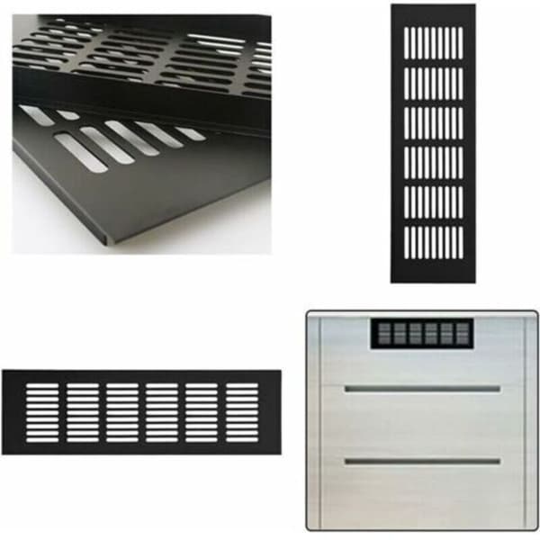 2-delt aluminiumsventilationsgitter, rektangulær luftventil, legeret luftventil, udendørs ventilationsgitter, sort, 250 x 80 mm