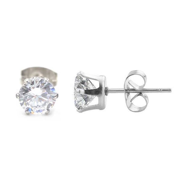 2-pack Silver Crystal Piercing Earring Piercing Jewelry – 6mm