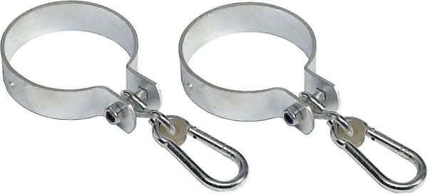 Set med 2 gungfästen med karbinhake för runda balkar