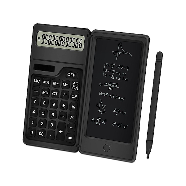 Lommeregner med notesblok, 12 cifre LCD-display Solar Desktop Lommeregner Bærbar Lommeregner Til Off