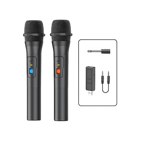2 st Trådlöst Mikrofon System Kit USB-mottagare Handhållen Hemfest Smart TV-högtalare Sångmikrofon