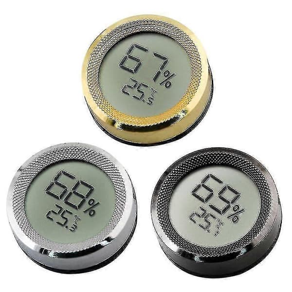 1 stk. Sølv Sigar Humidor Hygrometer Mini Digital LCD Display Sensor
