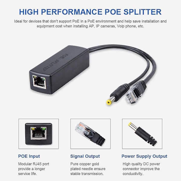 3 stk Poe Splitter 48v Til 12v Poe Kontakter Splitter Forlenger Injektor Ieee802.3af/at 10/100m Kompatibel Med P