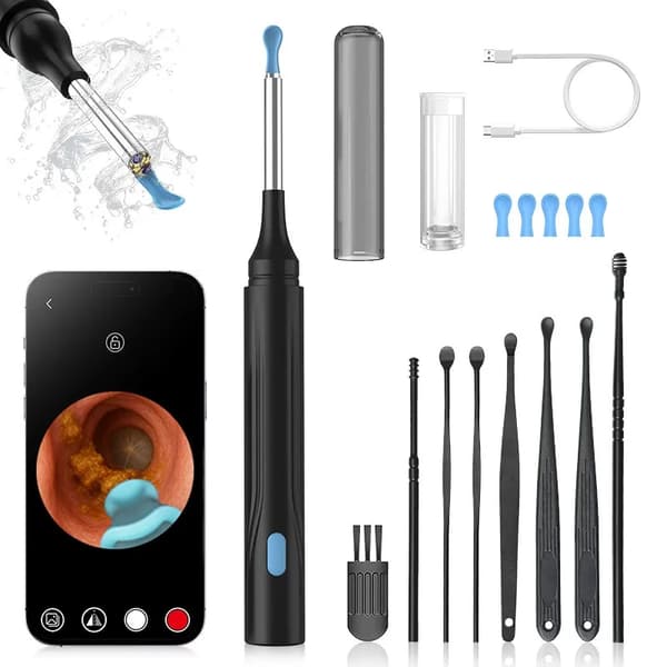 Ear Cleaning Set - Ear Cleaning Set with Light - Earwax Remover - Ear Cleaner with 8 Traditional Tools - Black