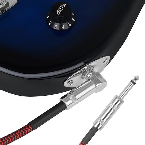 Gitarr Instrument Kabel Rak till Höger Vinklad Guldpläterad 6.35mm Gitarr Sladd