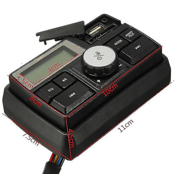 Moottoripyörän Audio Mp3 Radio Stereo Kaiuttimet Bluetooth Vedenpitävä Fm 5 Eq Toimintoa Lcd-näyttö Usb/s
