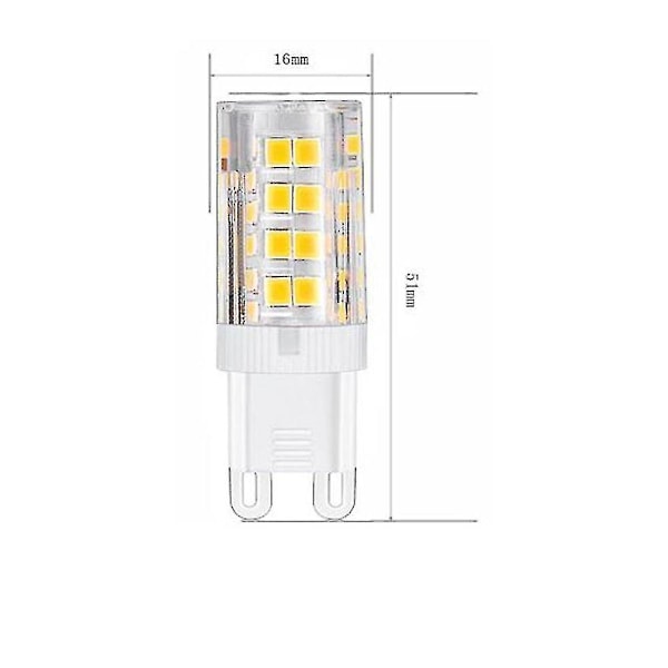 G9 LED-lampa, varmvit 3000k G9 motsvarande en 40w halogenlampa, ej dimbar, 10-pack (hs Boris