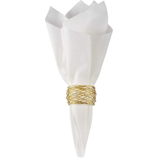 Handgjorda runda servettringar i guld, 6-pack (guld, 6)