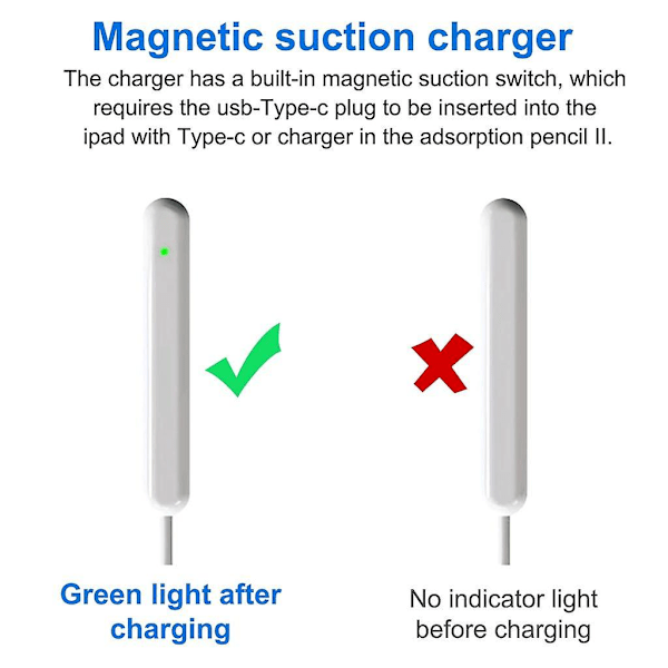 Fonken Type C Magnetisk Stylus Oplader Adapter Til Apple Pencil 2 2. USB C Magnetisk Opladerkabel