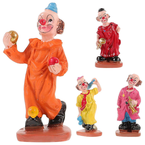 4 st Cirkusclown Figurin Sandlåda Clown Miniatyr Kreativ Blomkruka Clown Ornament 2025:e