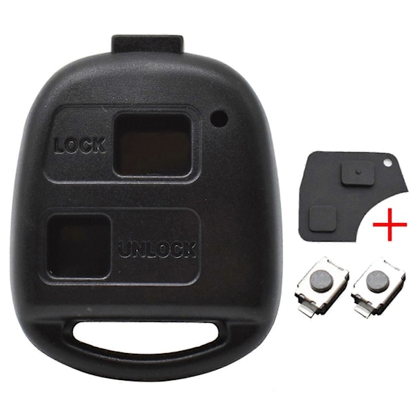 2 Knapp Nøkkelhus Pad Brytere Fob Etui For Toyota RAV4 Yaris Prado Corolla Land Cruiser Previa Echo Tarago Alphard Pixis Rush