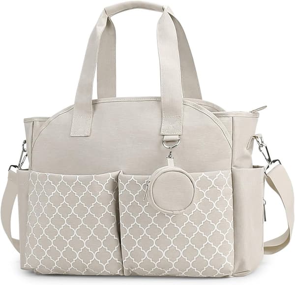 Single Pack - Diaper Bag with Changing Pad - Multifunctional Portable Diaper Bag with Handle and Shoulder Strap - Ideal for Moms - White