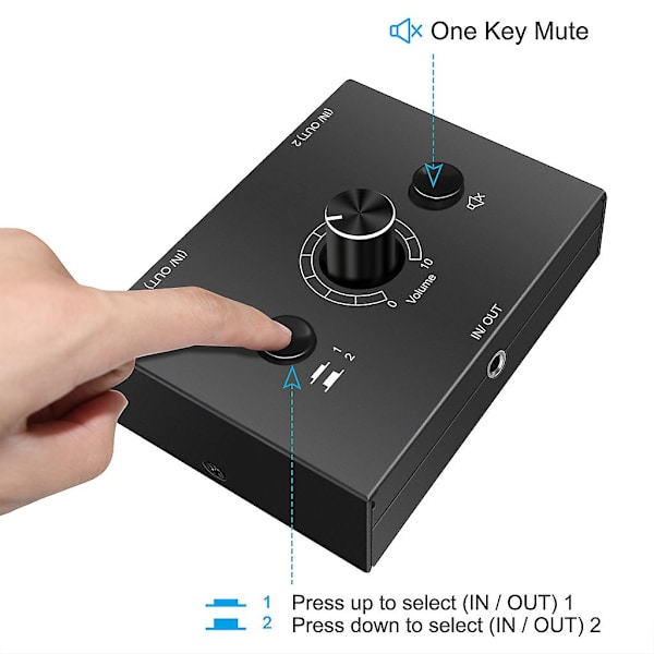 Stereo Audio Switch Audio Switcher 2 Input 1 Output / 1 Input 2 Ud Audio