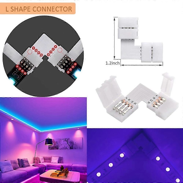 LED Strip Koblingssett 4-Pin Kobling 10 mm Lødfri Kobling Komplett Sett Egnet for LED Strip Rask Tilkobling 2025th