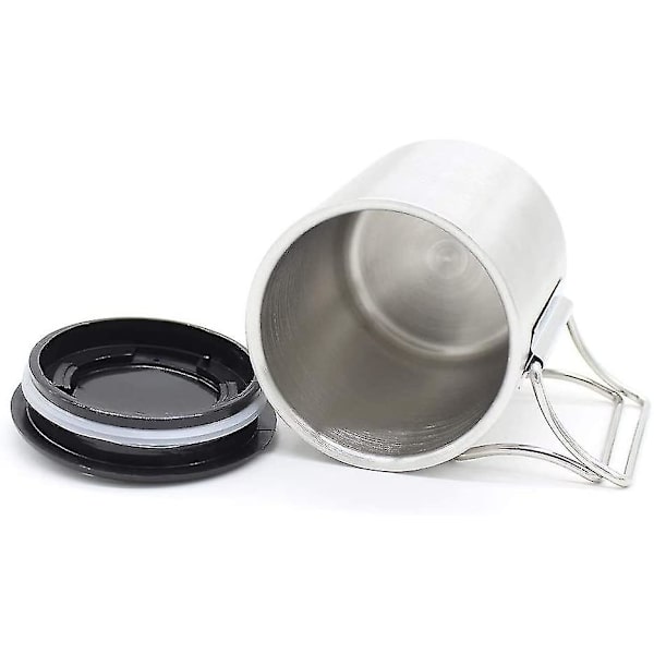 220 ml Camping Bordsbestick Utomhus Mugg Bärbar Camping Picknick Vattenkopp Rostfritt Stål Vakuum Dubbel Vägg Svart, Silver 1 st
