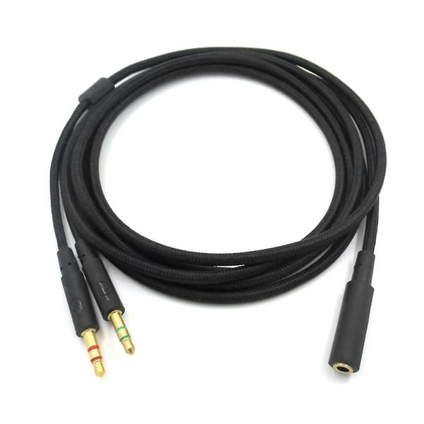 2020 Ny Erstatning 3,5 mm Universal 2 I 1 Gaming Headset Audio Forlængerkabel Til Hyperx Cloud Ii/alpha/cloud Flight/core Hovedtelefon Til Computer