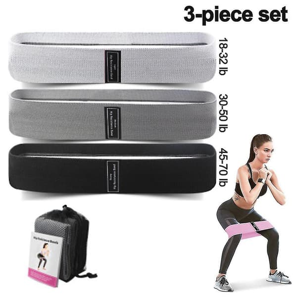 3 stk. Resistance Exercise Bands til Yoga, med Bærepose