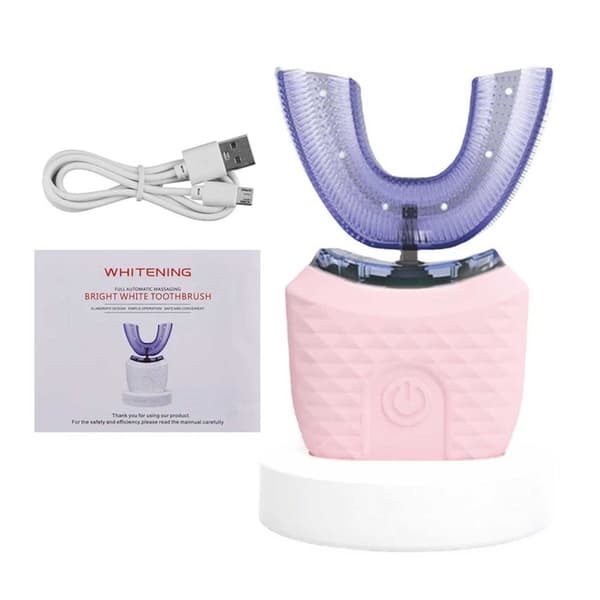 Fully Automatic Sonic Electric Toothbrush with Charging Stand – Pink