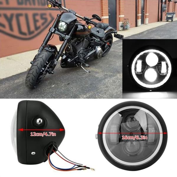 Universal rund retro LED motorcykel forlygte, retro stil