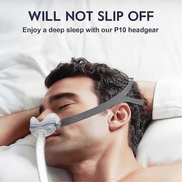 2 kpl AirFit P10 -korvaushihnasto CPAP-nenätyynymaskiin, säädettävä istuvuus 6 asetuksella