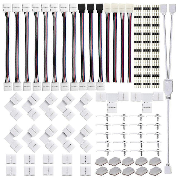 LED Strip Koblingssett 4-Pin Kobling 10 mm Lødfri Kobling Komplett Sett Egnet for LED Strip Rask Tilkobling 2025th