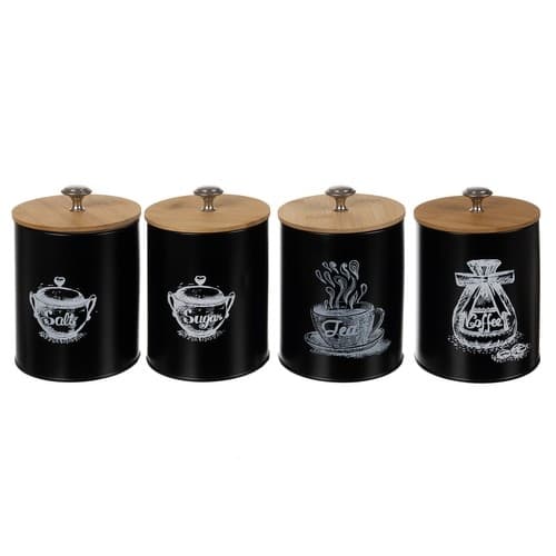 Køkkenbeholdere / Madopbevaring - Kaffe, te, salt, sukker - 4 dele