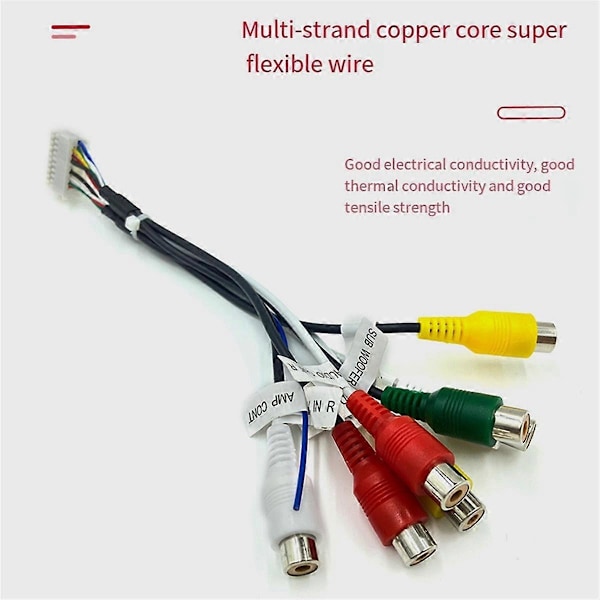 20-polig Android Bilstereo RCA-kabeladapter 7-huvud RCA Audio/Video AUX-kabel
