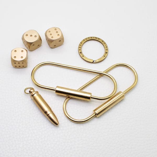 Durable Brass Keychain with Screw Clip, Simple Car Keychain, Unisex