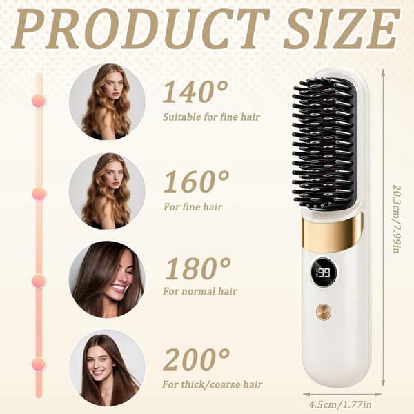 Portable - Ionic Heated Hair Straightener - 4 Adjustable Temperature Settings - with LED Display - Perfect for Daily Use While Traveling