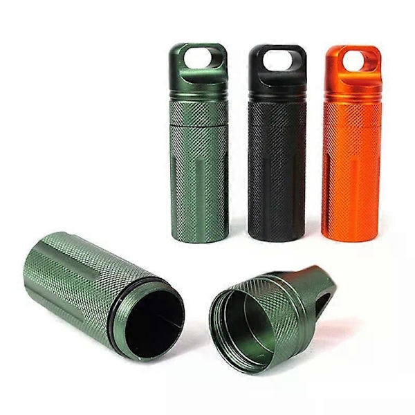 Aluminiumslegering Overlevelse EDC Vandtæt Kapsel Forsegling Flaske Etui Container Holder Værktøj Udendørs Camping Tilbehør