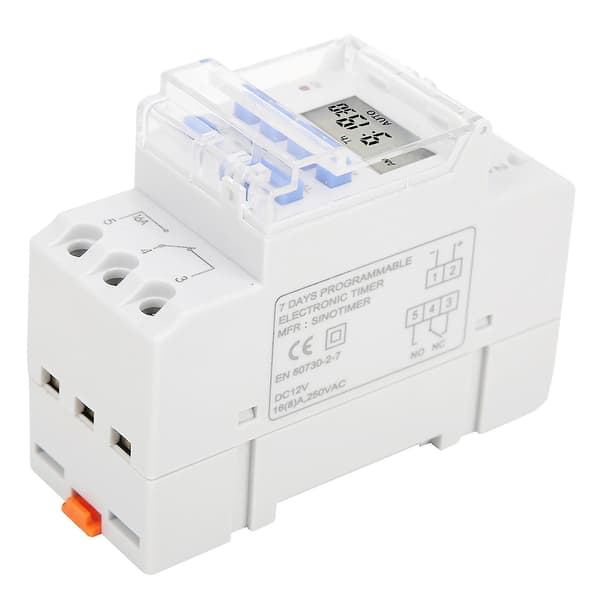 Ukentlig tidsbryter 12V DC 16A LCD-skjerm med nedtellingsfunksjon Utskiftbart batteri