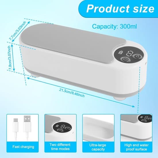 Professional Ultrasonic Cleaner, Dual Mode Timer, Portable Holder