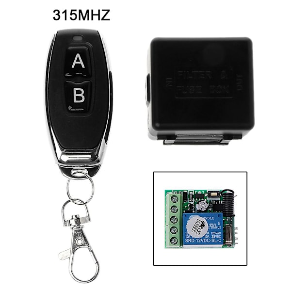Trådløs fjernbetjeningsswitch 12v 315mhz 1ch relæmodtagermodul RF-senderkit til garageportgardin